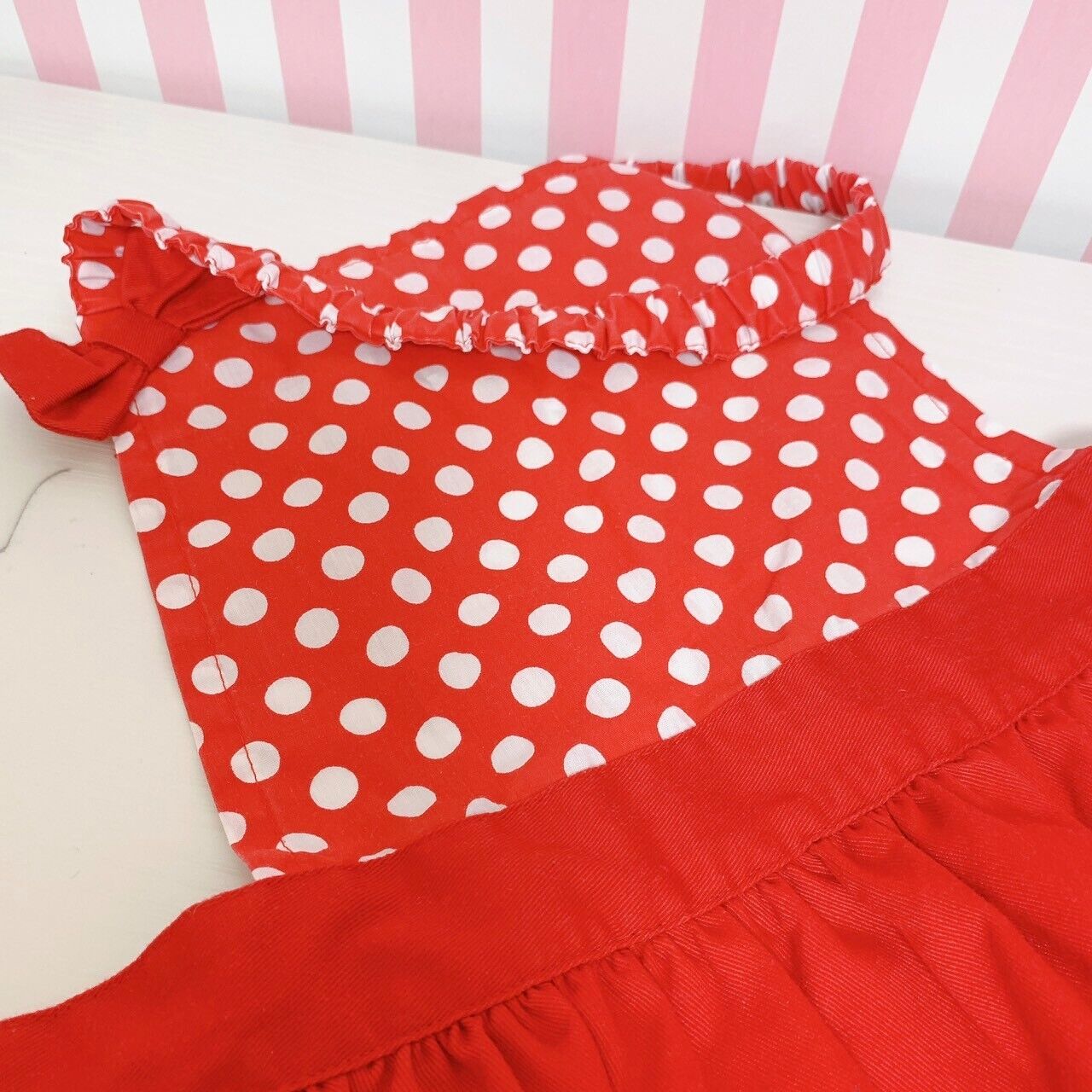 Mother Garden Apron Strawberry Red Dot Ribbon 130 Size Kids Kawaii Cute Rare