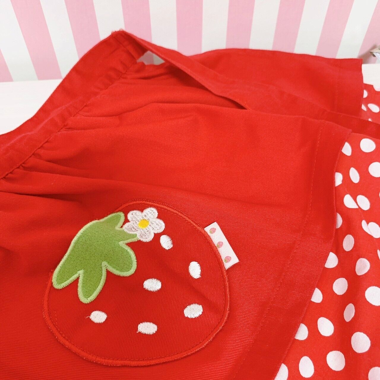 Mother Garden Apron Strawberry Red Dot Ribbon 130 Size Kids Kawaii Cute Rare