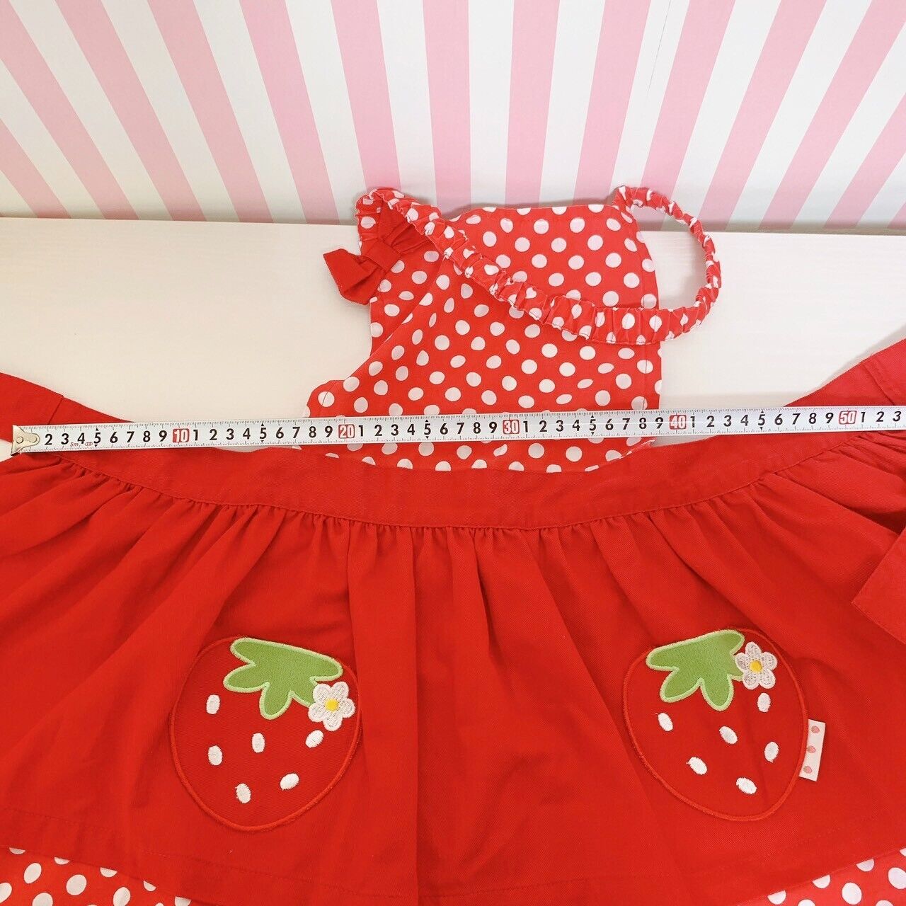 Mother Garden Apron Strawberry Red Dot Ribbon 130 Size Kids Kawaii Cute Rare