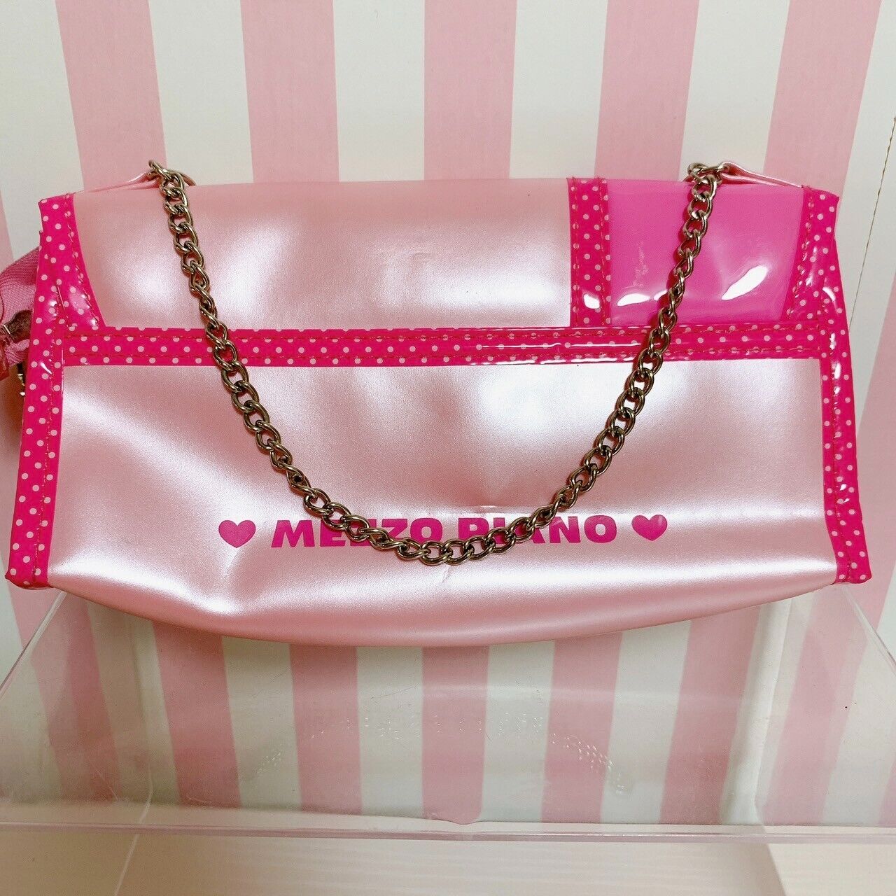 Mezzo Piano Pencil Case Stationery Pink Berrie Chan Rabbit Heart Ribbon Chain