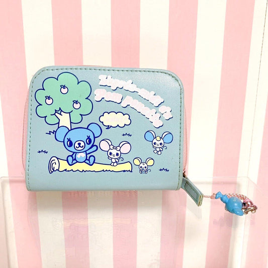 Pom Ponette Wallet Light Blue Bear Mouse Tree Pink Charm Character Kawaii Rare