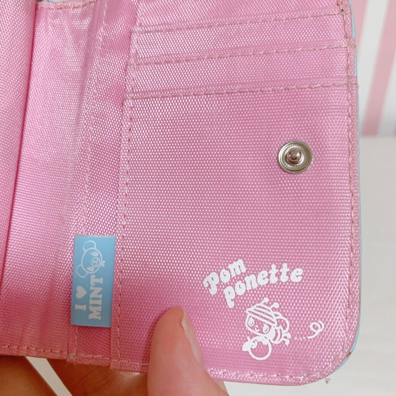 Pom Ponette Wallet Light Blue Bear Mouse Tree Pink Charm Character Kawaii Rare