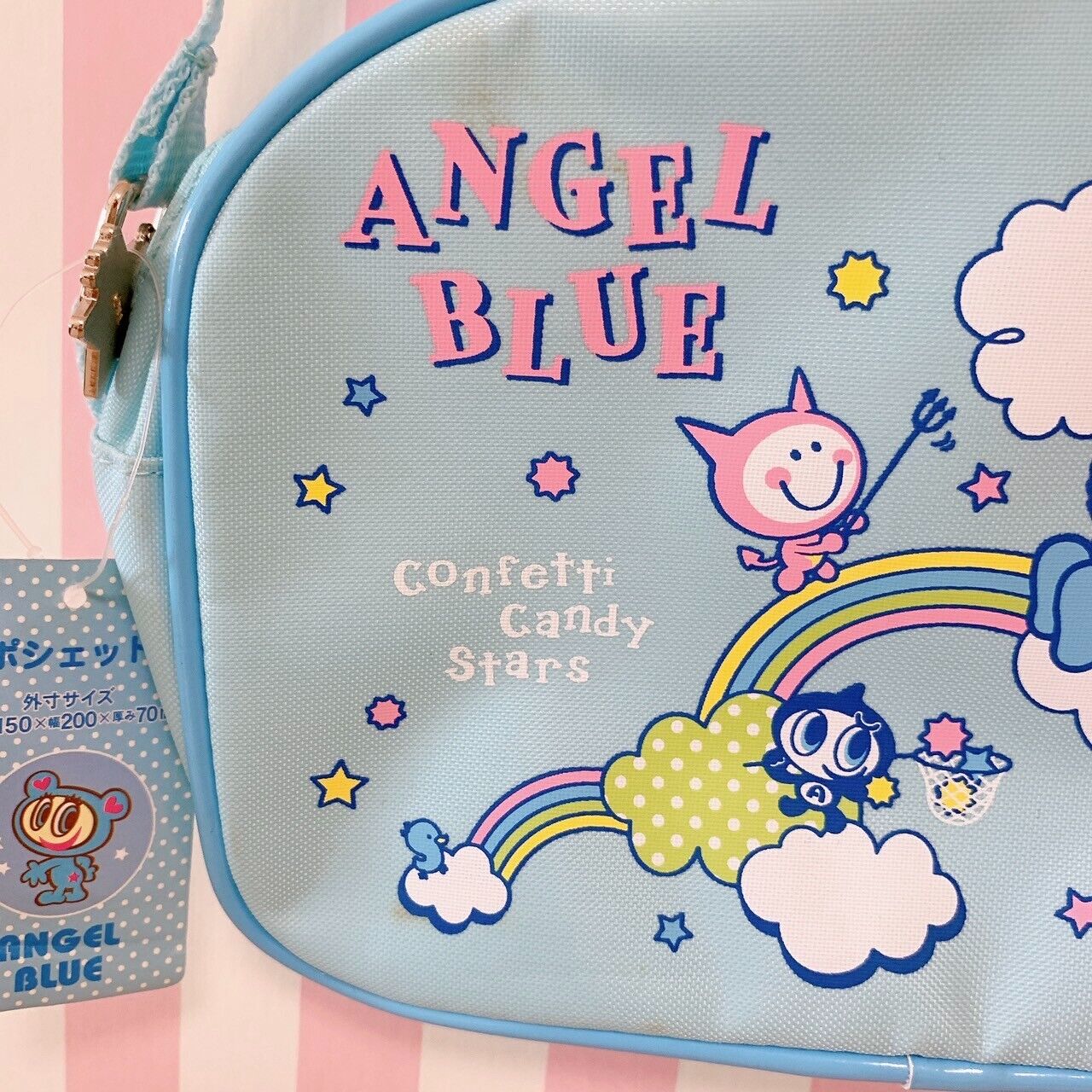 Angel Blue Shoulder Bag Light Blue Kindergarten Pochette Kids Fastener Kawaii