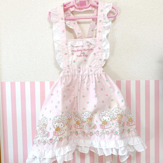 Sanrio Strawberry Shortcake Hello Kitty Collaboration Apron Pink Kawaii 110 Rare