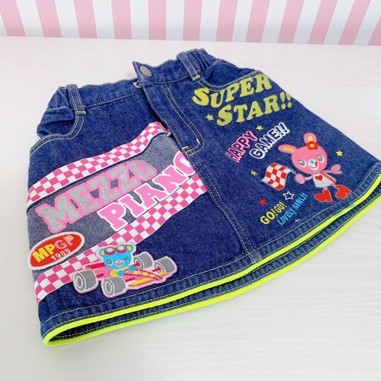 Mezzo Piano Denim Skirt Car 100 Size Colorful Mimi Popo MPGP 1988 Character Rare