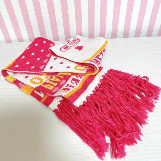 Mezzo Piano Winter Scarf Pink White Berrie Chan Heart Dot Character Kawaii Rare