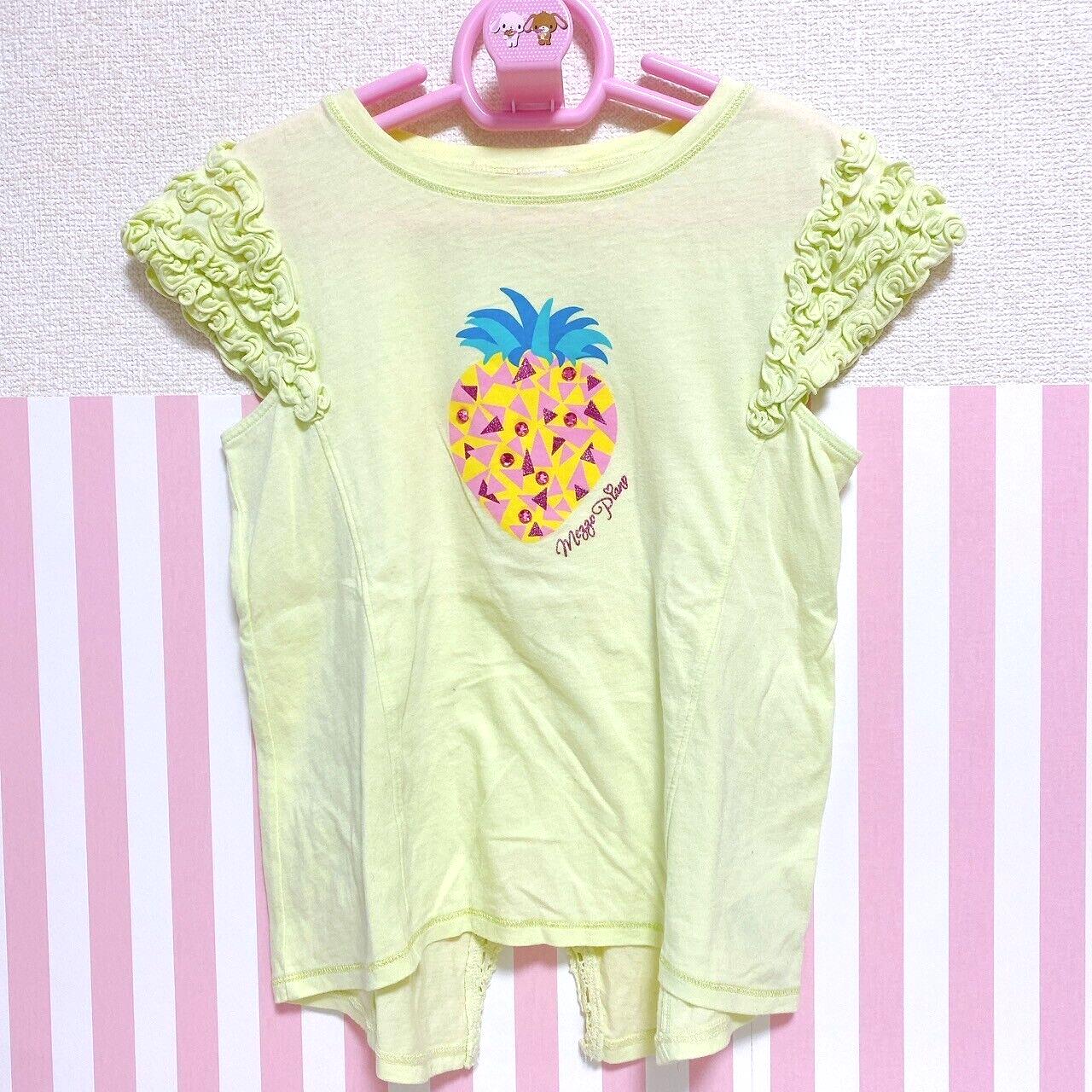 Mezzo Piano T-shirt Tops Pineapple Yellow 140 Size Frill Glitter Kawaii Clothing