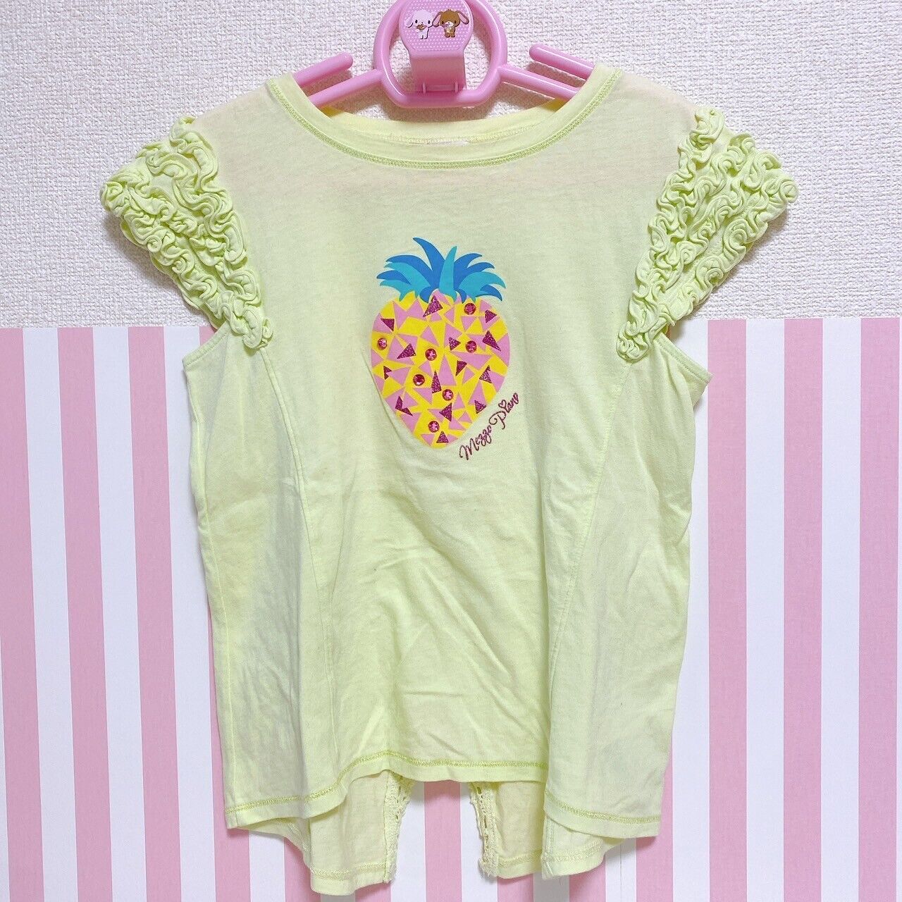 Mezzo Piano T-shirt Tops Pineapple Yellow 140 Size Frill Glitter Kawaii Clothing