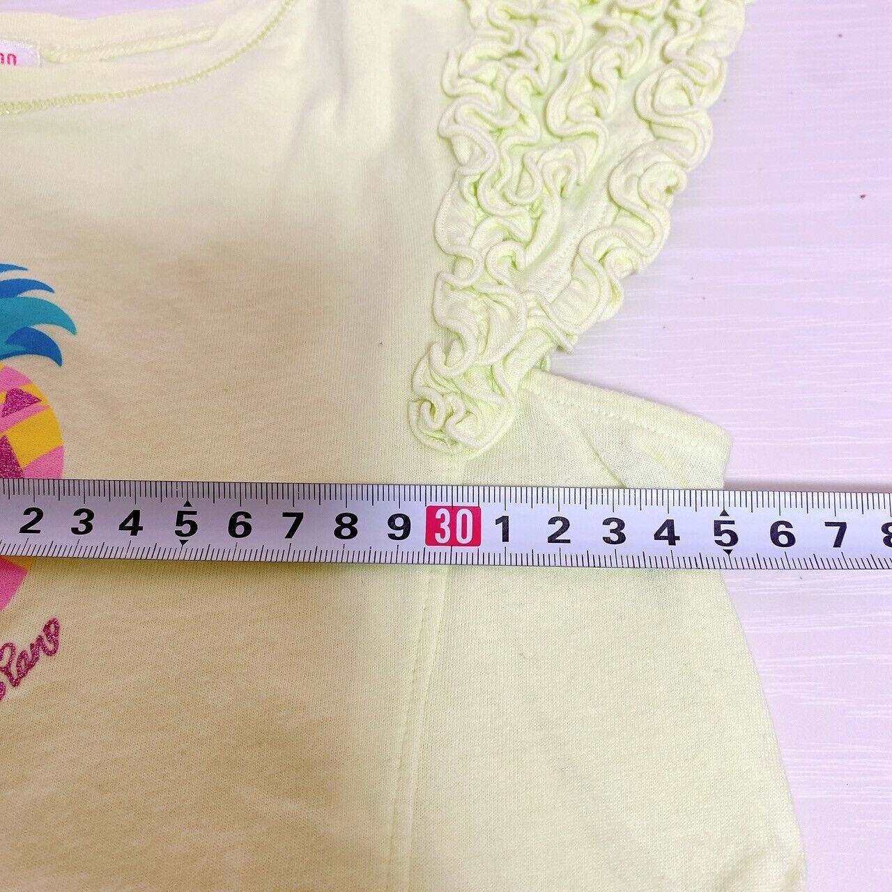 Mezzo Piano T-shirt Tops Pineapple Yellow 140 Size Frill Glitter Kawaii Clothing