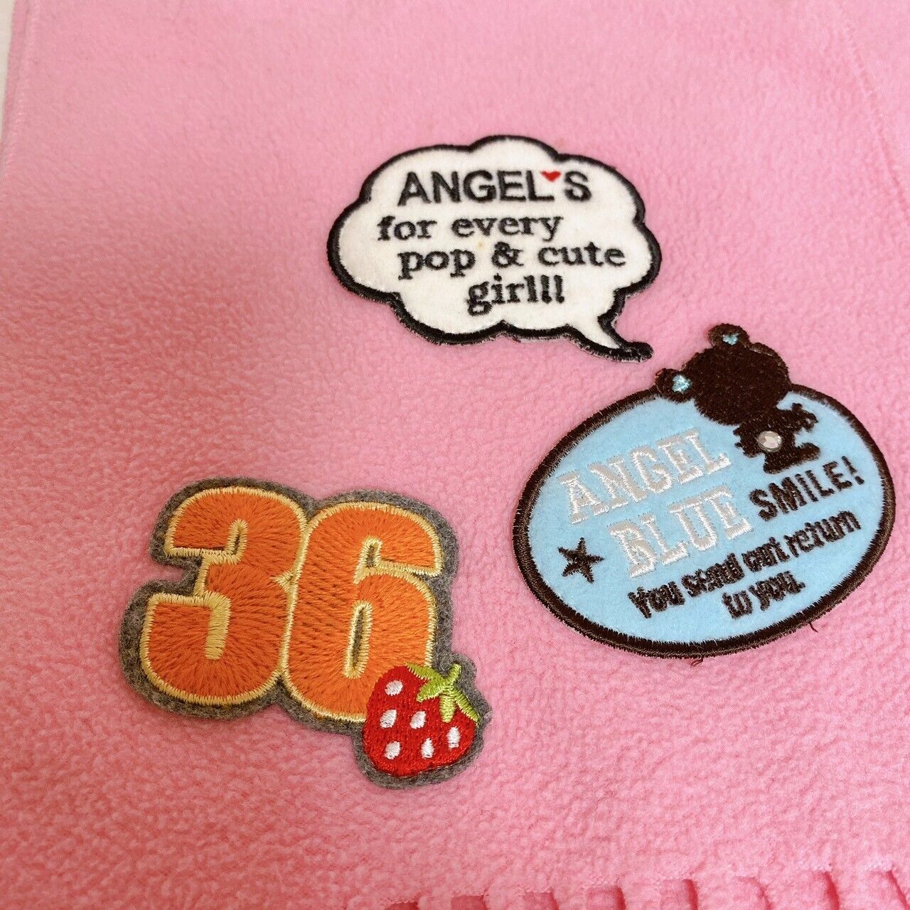 Angel Blue Muffler Winter Scarf Pink Simple Strawberry Logo Cute Kawaii Rare