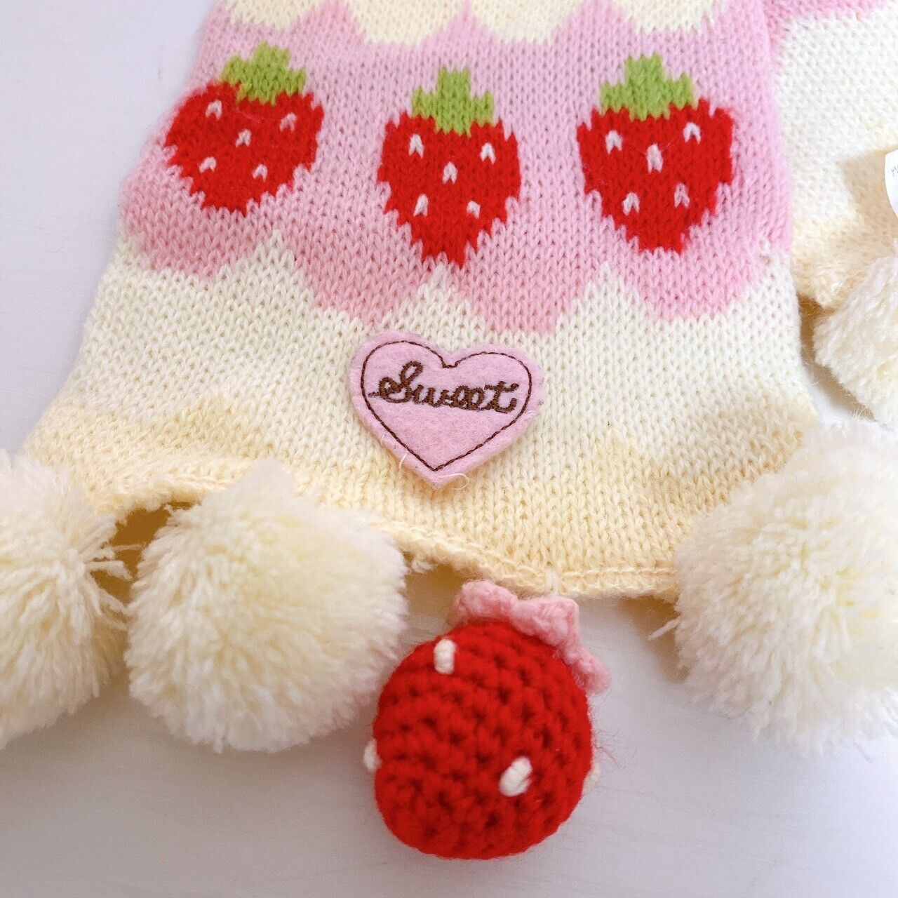 Mother Garden Muffler Glove Set Strawberry Heart White Pink Fluffy Kawaii Rare