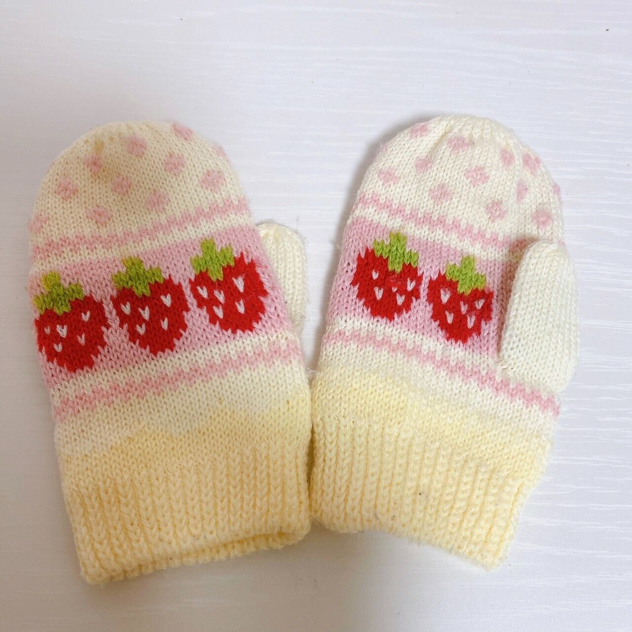 Mother Garden Muffler Glove Set Strawberry Heart White Pink Fluffy Kawaii Rare