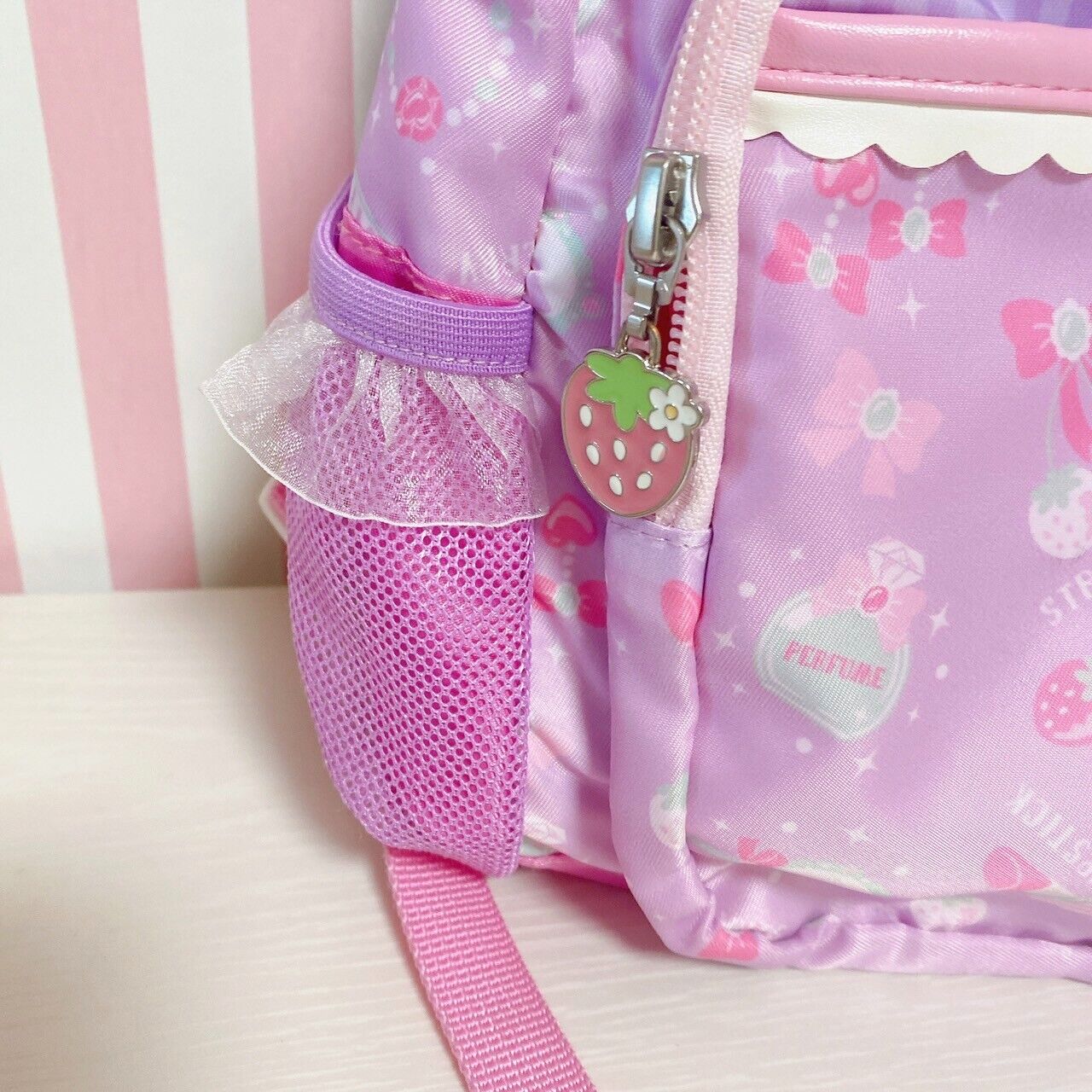 Mother Garden Rucksack Backpack School Bag Pink Purple Strawberry Ribbon Kawaii