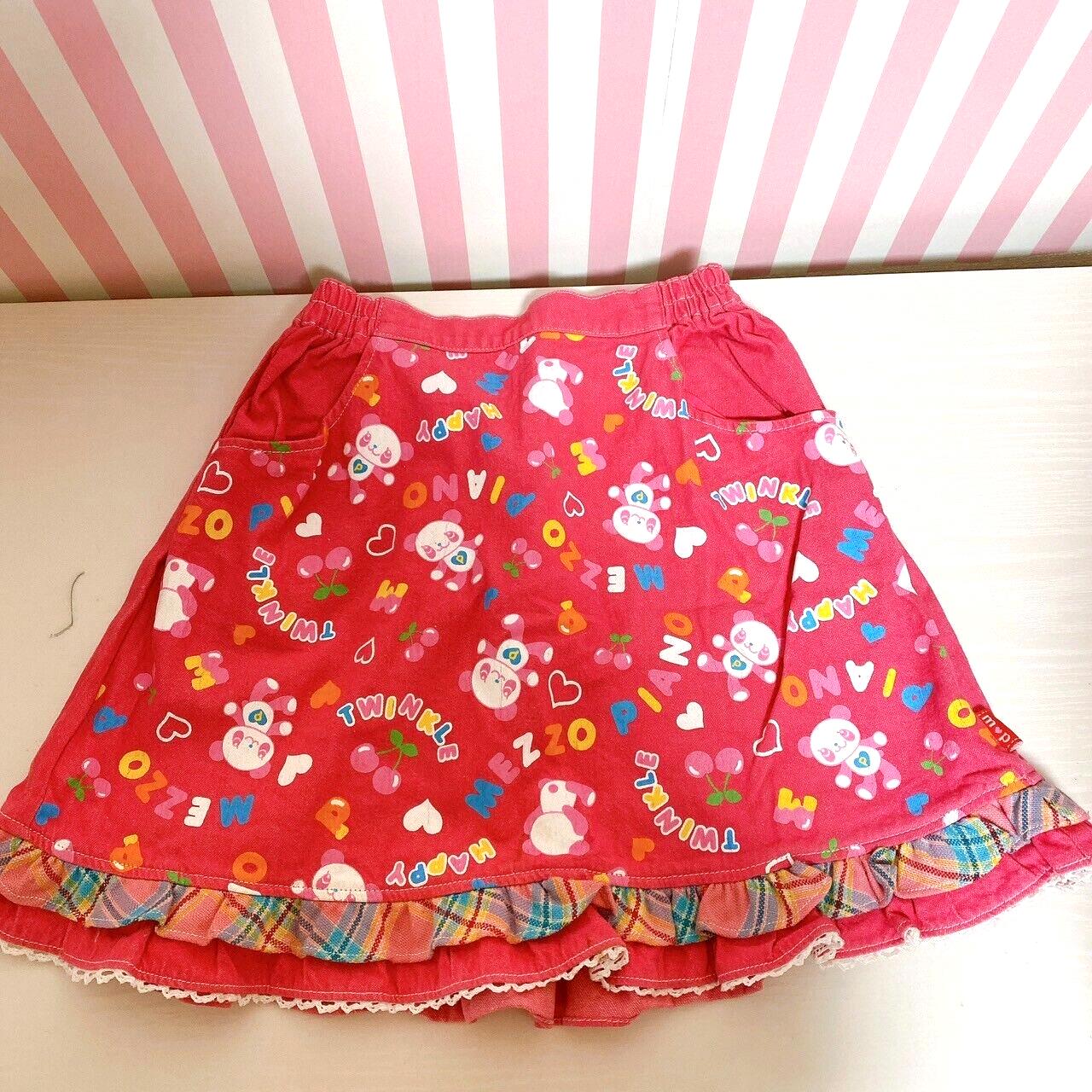 Mezzo Piano Skirt 130 Size Pink Frill Panda Heart Colorful Kids Kawaii Cute Rare