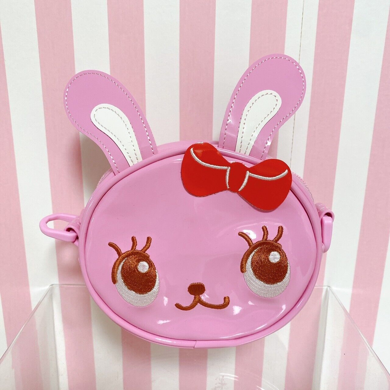 Mezzo Piano Shoulder Bag Pochette Pink Rabbit Face Ribbon Kids Kawaii Character