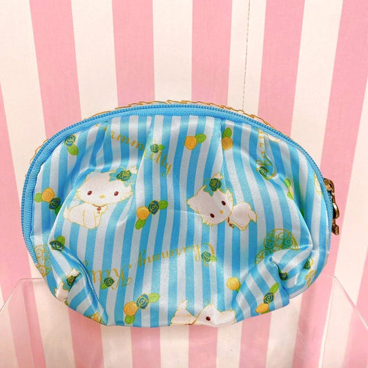 Sanrio Charmmy Charmy Kitty Pouch Light Blue Stripe Cat Frill White Kawaii Rare