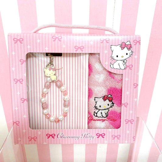 Sanrio Charmmy Charmy Kitty Strap Handkerchief 2 Set Pink Towel Heart Ribbon