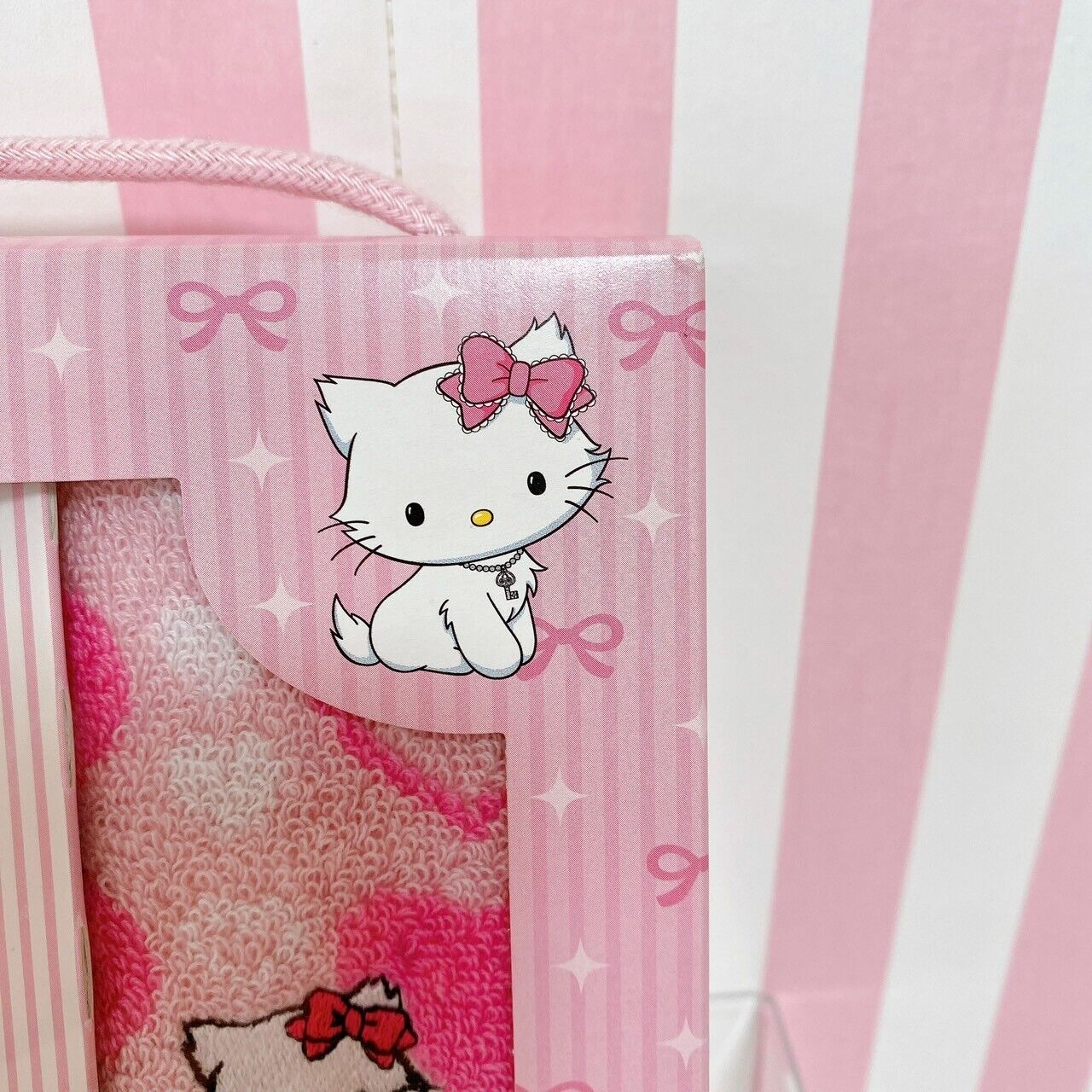 Sanrio Charmmy Charmy Kitty Strap Handkerchief 2 Set Pink Towel Heart Ribbon