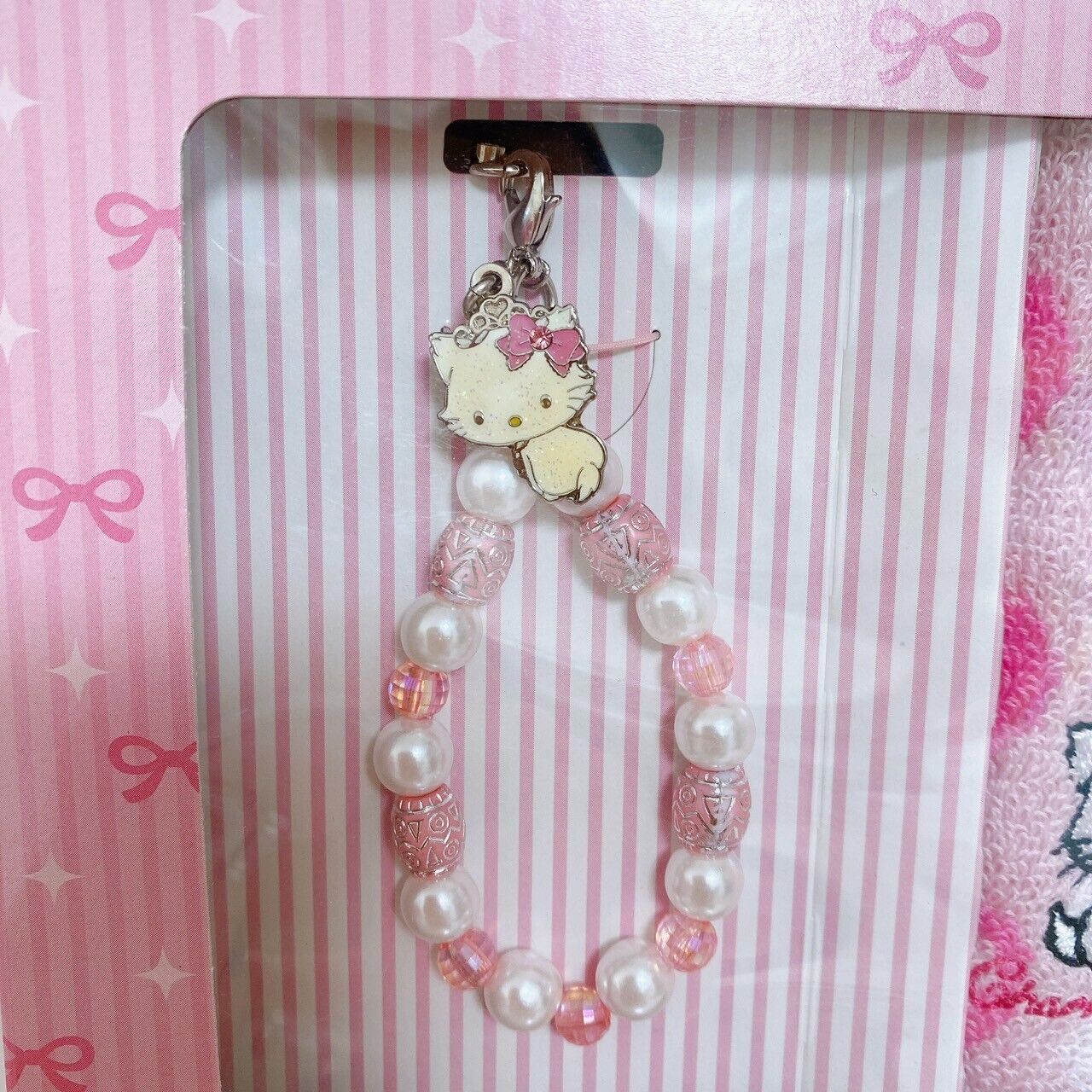 Sanrio Charmmy Charmy Kitty Strap Handkerchief 2 Set Pink Towel Heart Ribbon