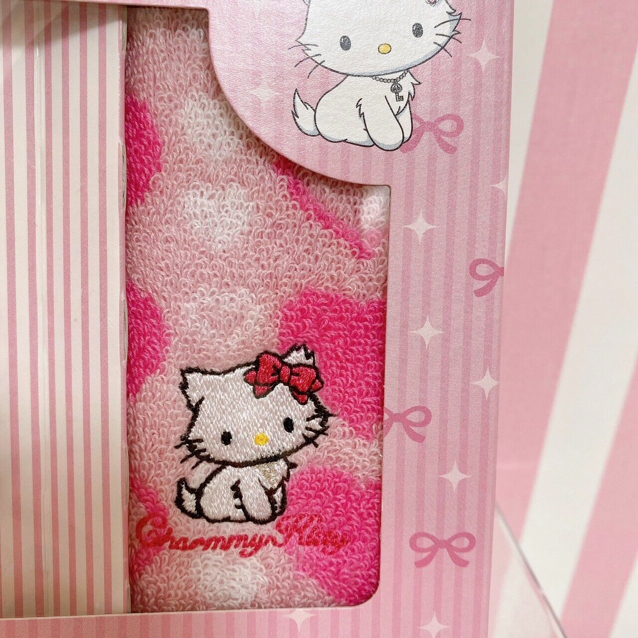 Sanrio Charmmy Charmy Kitty Strap Handkerchief 2 Set Pink Towel Heart Ribbon