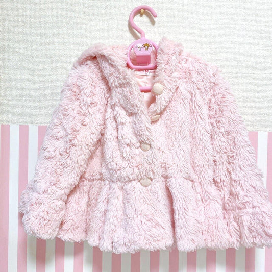 Mezzo Piano Jacket Fluffy Pink 130 Boa Hoodie Bottan Long Sleeve Kawaii Rare