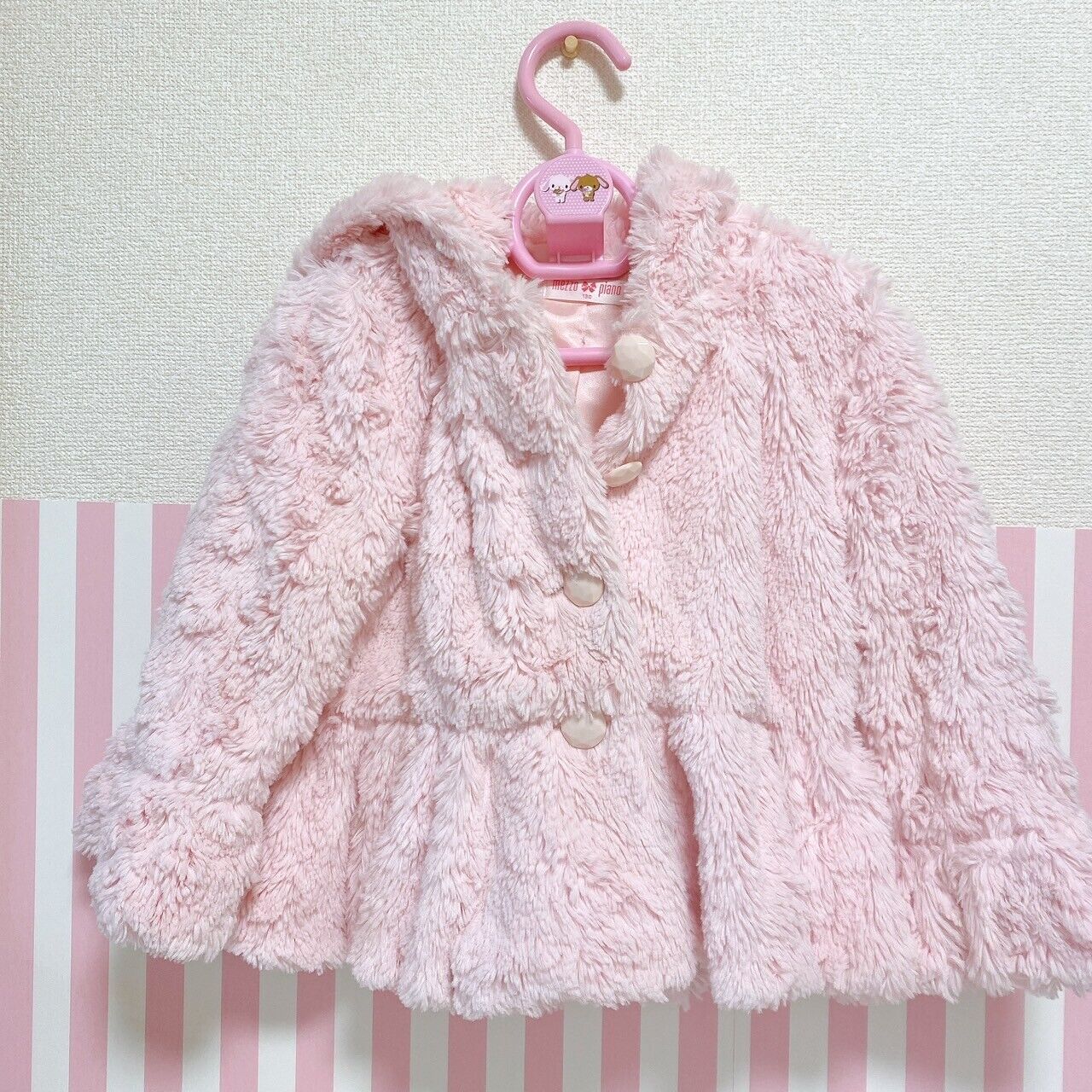 Mezzo Piano Jacket Fluffy Pink 130 Boa Hoodie Bottan Long Sleeve Kawaii Rare