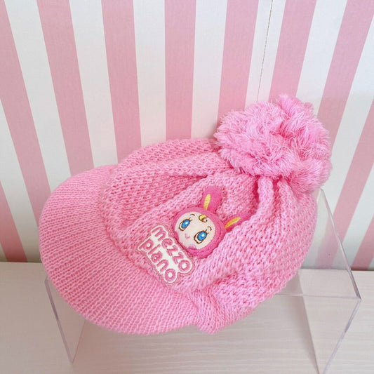 Mezzo Piano Winter Hat Pink Berrie Chan Kids Knit Fluffy Character Kawaii Rare