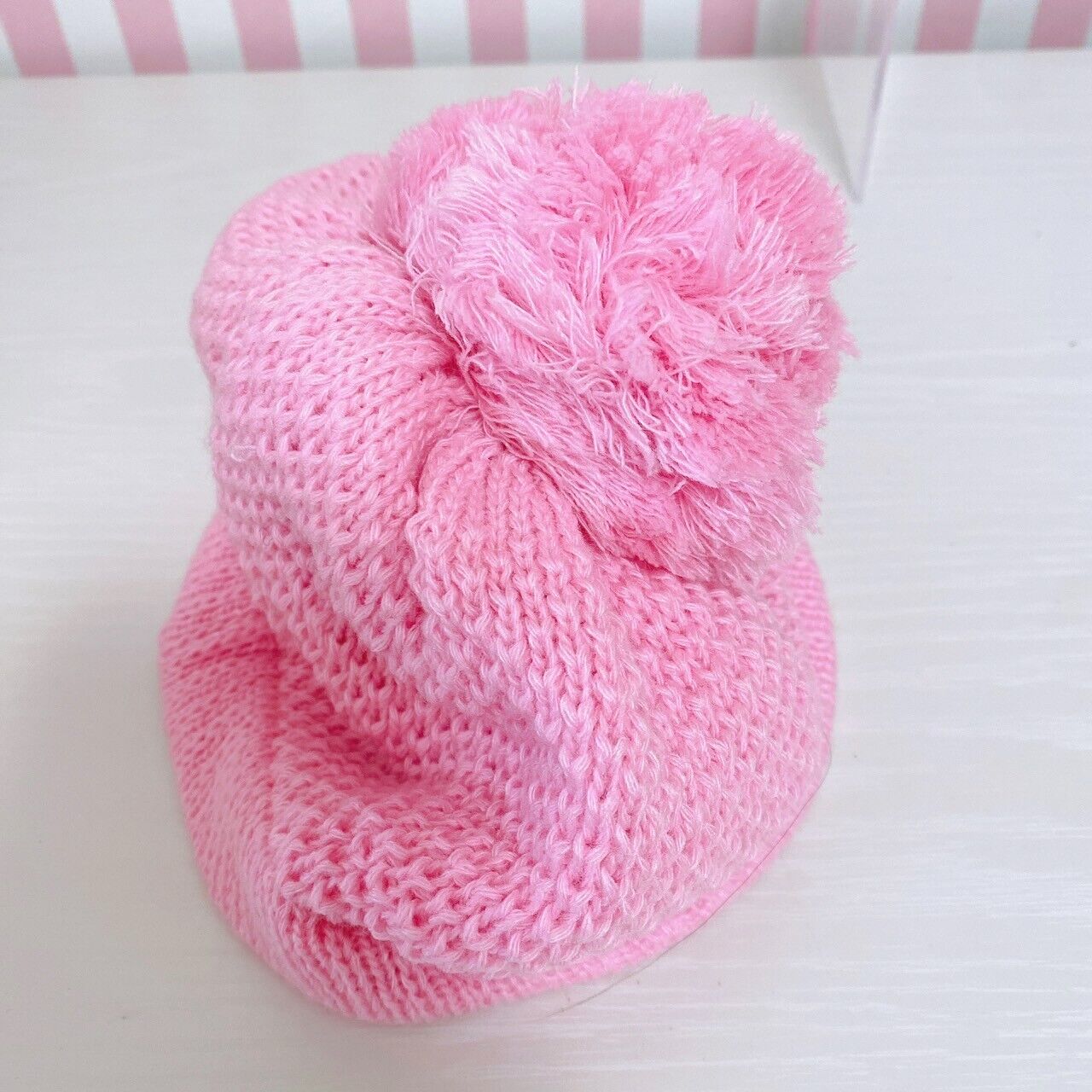 Mezzo Piano Winter Hat Pink Berrie Chan Kids Knit Fluffy Character Kawaii Rare