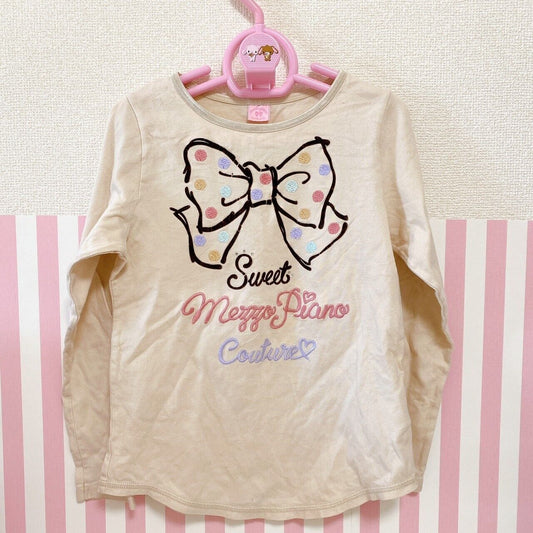 Mezzo Piano Size S 140cm Ribbon Cotton Beige Long Sleeve Kawaii Character Rare