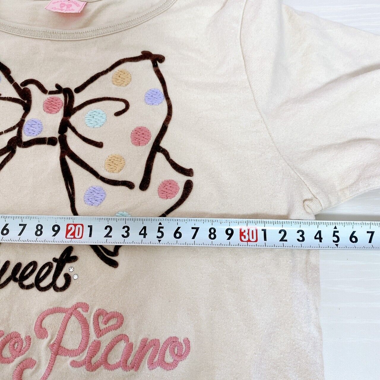 Mezzo Piano Size S 140cm Ribbon Cotton Beige Long Sleeve Kawaii Character Rare