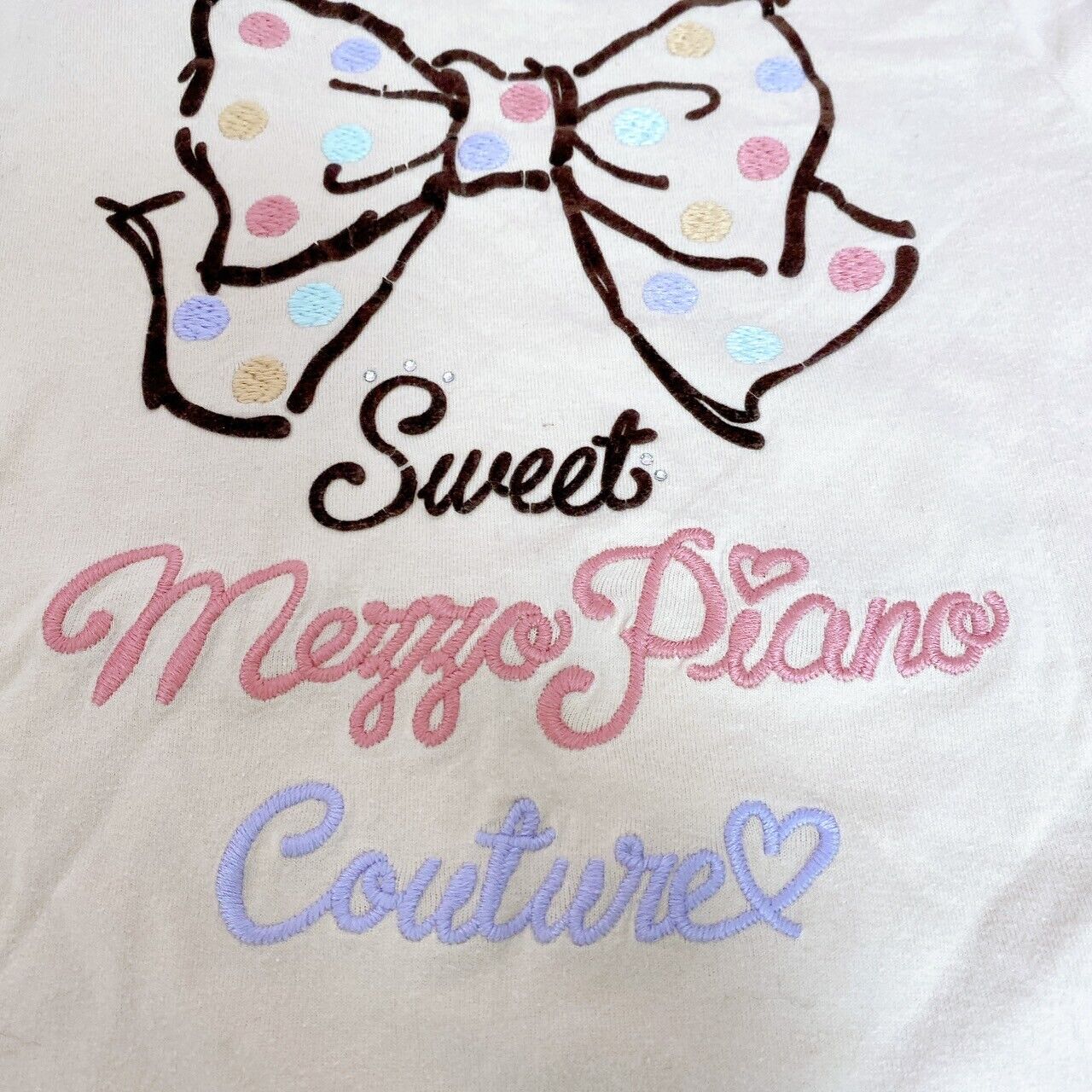 Mezzo Piano Size S 140cm Ribbon Cotton Beige Long Sleeve Kawaii Character Rare