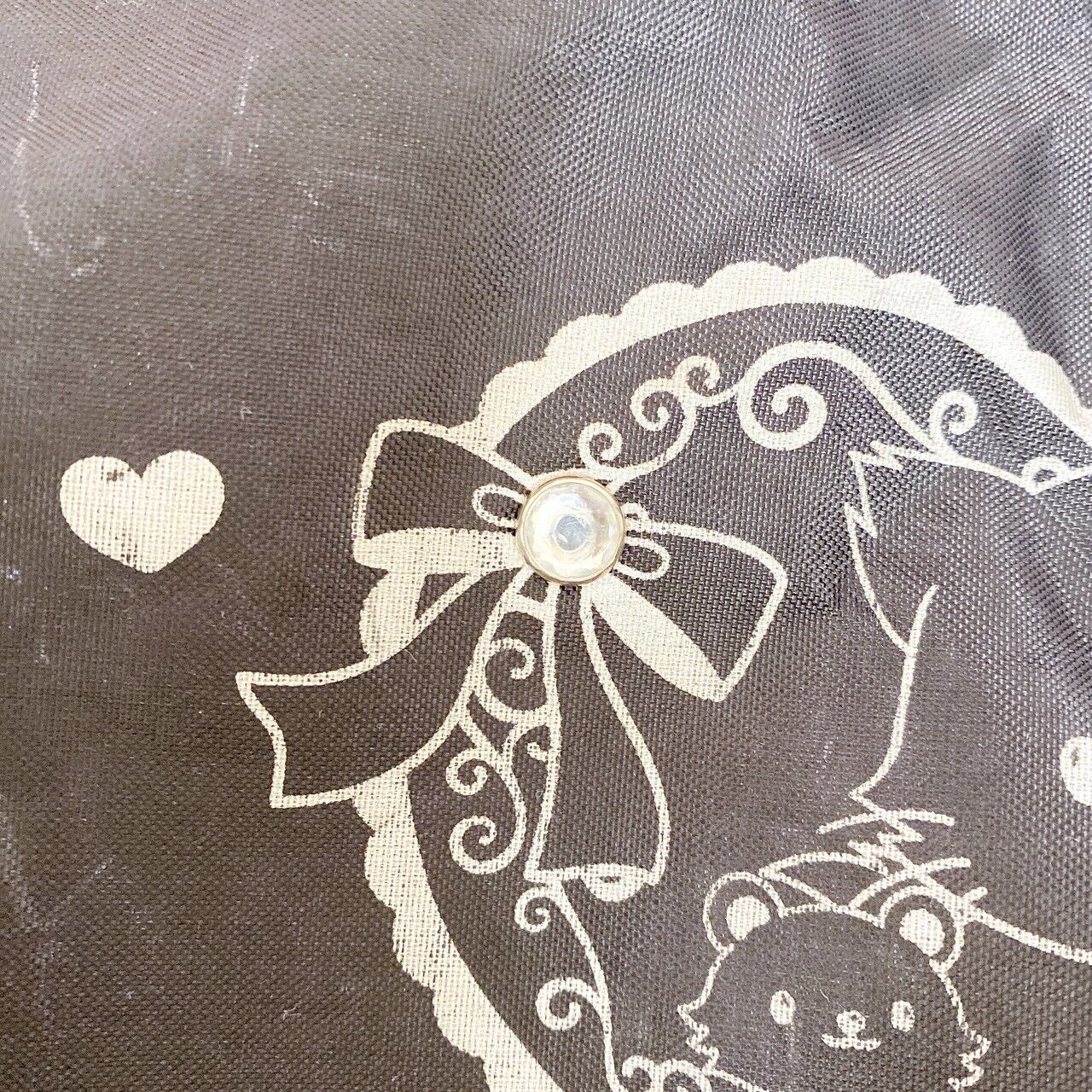 Sanrio Charmmy Charmy Kitty Tote Bag Black Ribbon Heart Lace Kawaii Character