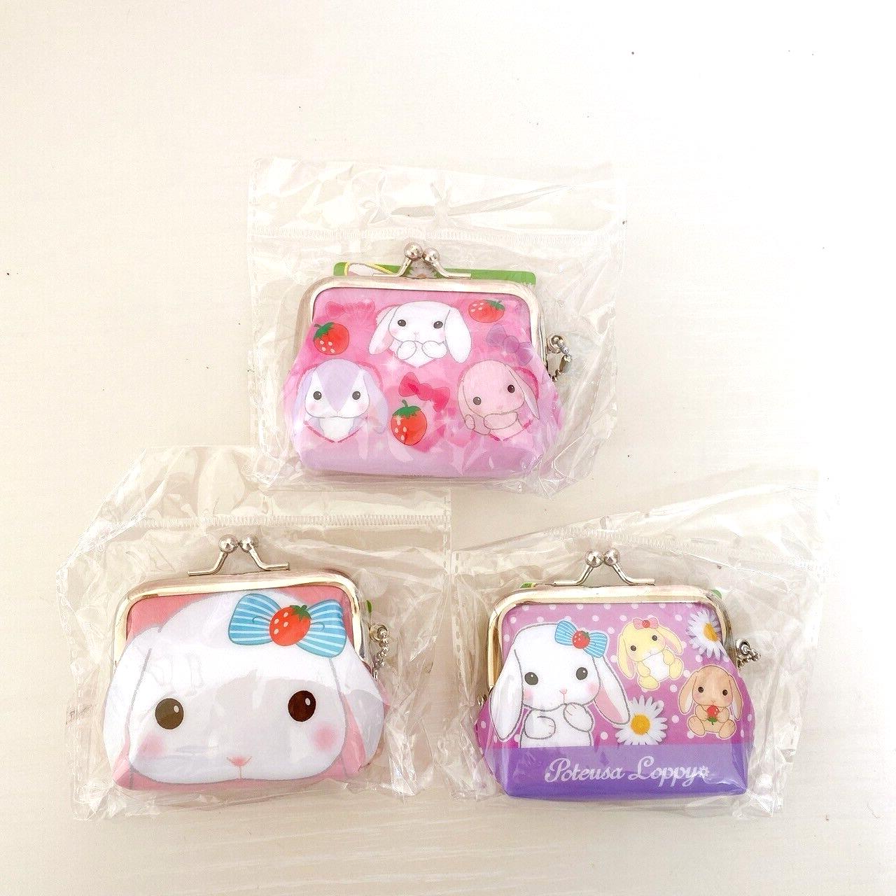 Poteusa Loppy Clasp Wallet Purse 3 Set Lop Eared Rabbit Strawberry Pink Dot Rare