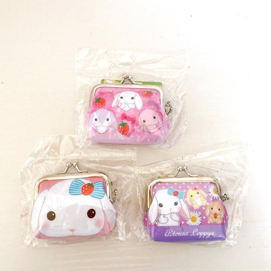 Poteusa Loppy Clasp Wallet Purse 3 Set Lop Eared Rabbit Strawberry Pink Dot Rare