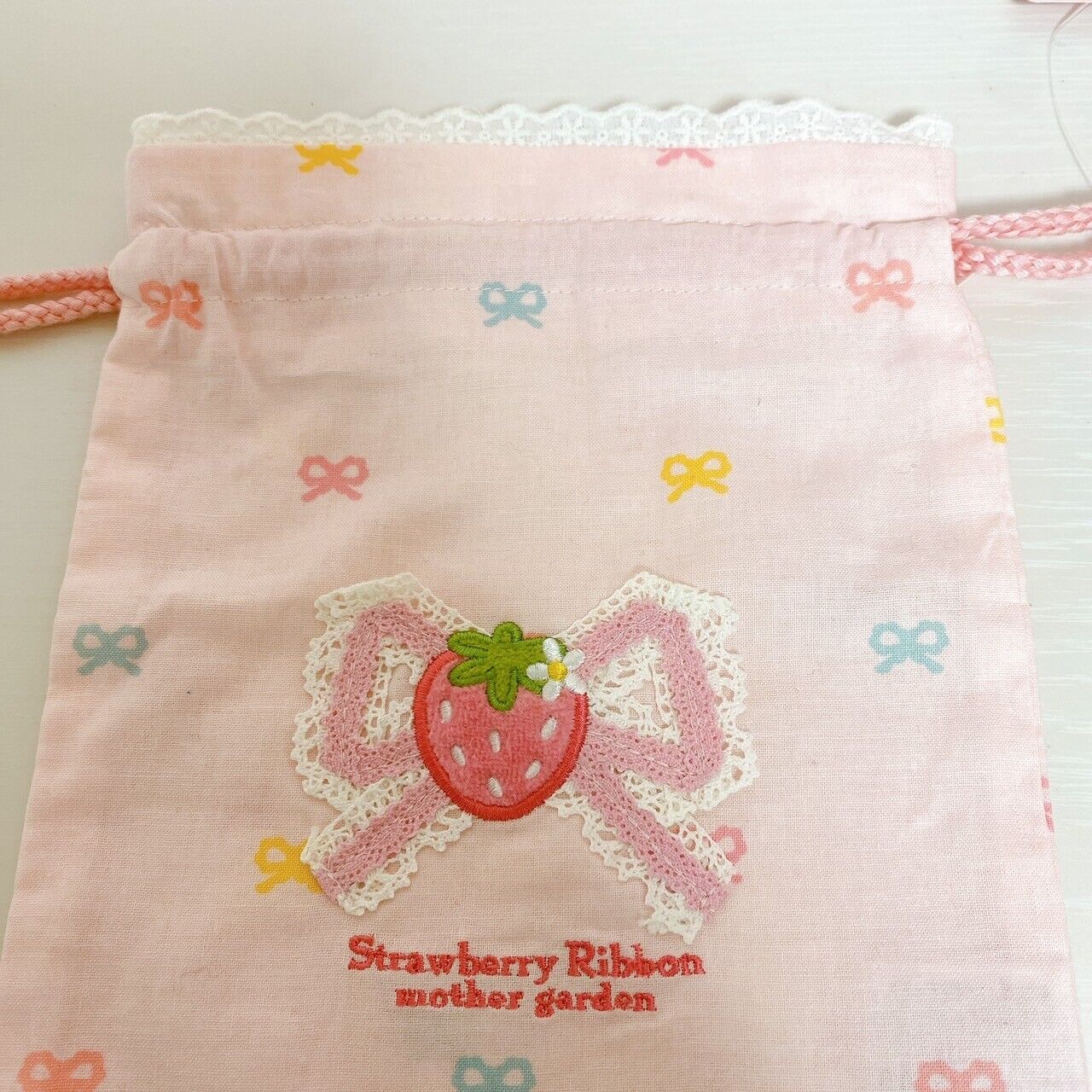 Mother Garden Purse Multi Cloth 2 Set Strawberry Ribbon Pink Dot Heart Kawaii