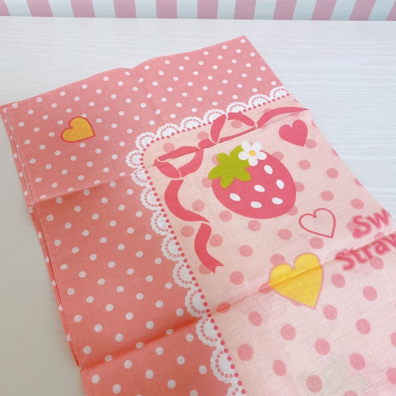 Mother Garden Purse Multi Cloth 2 Set Strawberry Ribbon Pink Dot Heart Kawaii