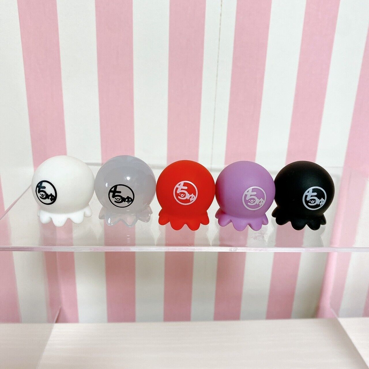 Takocchu Soft Mini Figure Mascot 5 Set Octopus Red White Purple Black Clear Rare