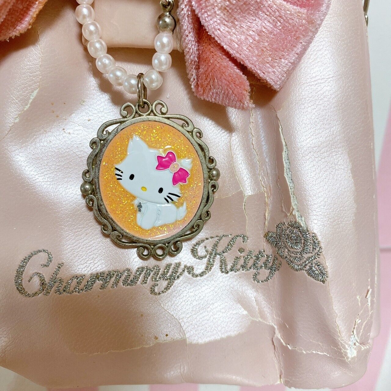 Sanrio Charmmy Charmy Kitty Mobile Phone Case Pale Pink Ribbon Cat Charm Kawaii