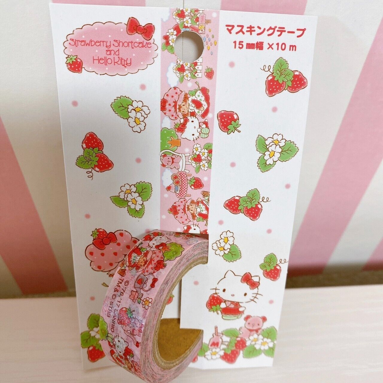 Sanrio Hello Kitty Strawberry Shortcake Memo Expansion Pink Masking Tape 3 Set