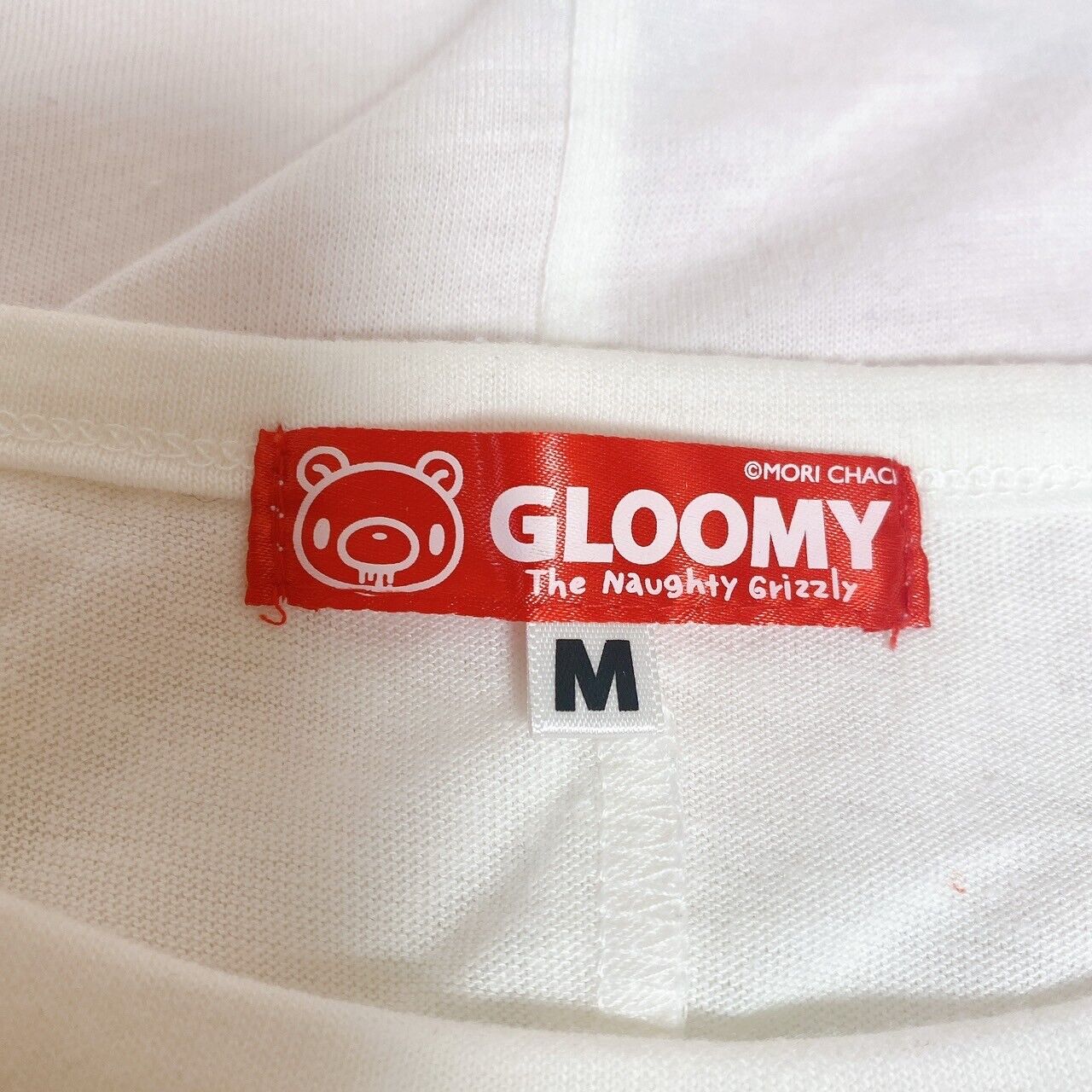 Gloomy Bear Bloody T-shirt White Pink M Size Big Print Clothing Character Kawaii