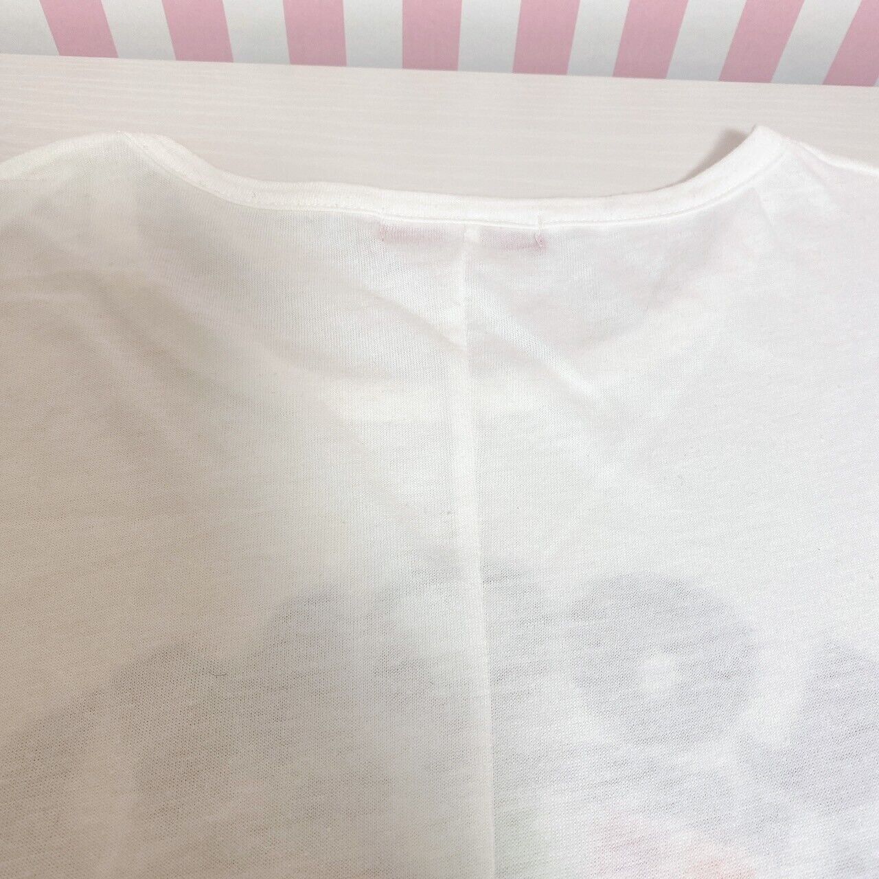 Gloomy Bear Bloody T-shirt White Pink M Size Big Print Clothing Character Kawaii