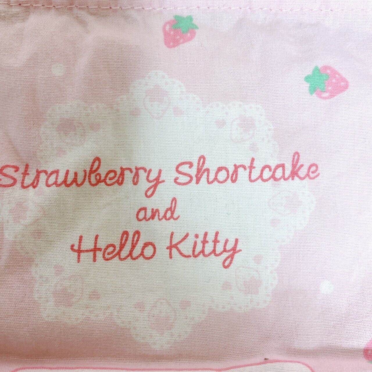 Sanrio Hello Kitty Strawberry Shortcake Lunch Drawstring Bag Pink Ribbon Kawaii