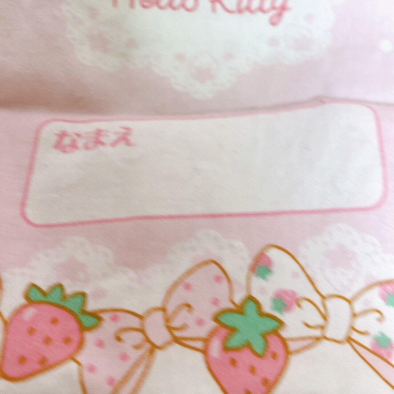 Sanrio Hello Kitty Strawberry Shortcake Lunch Drawstring Bag Pink Ribbon Kawaii