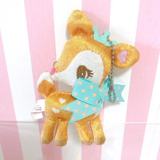 Sanrio Humming Mint Plush Doll Soft Stuffed Toy Deer Brown Green Badge Keychain