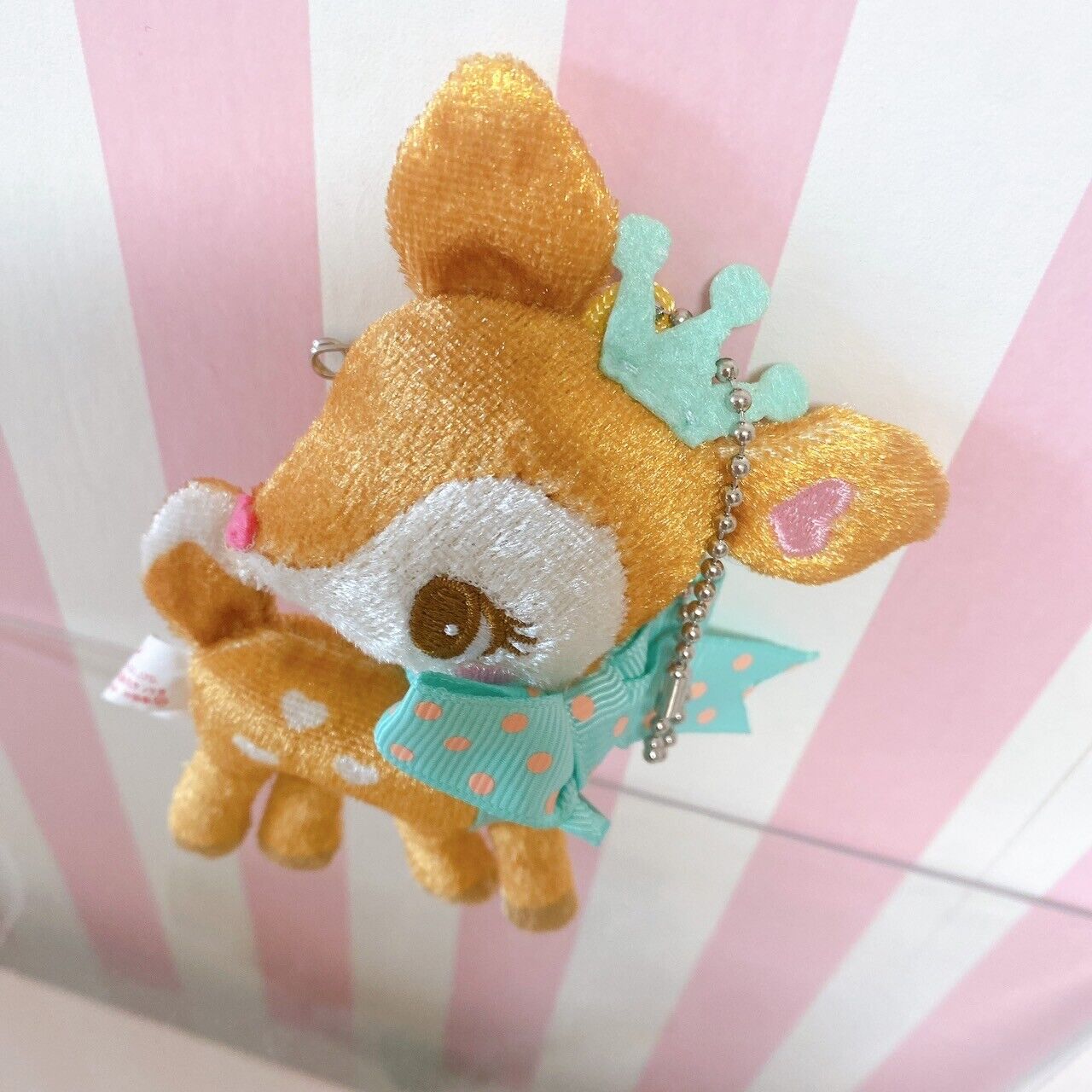 Sanrio Humming Mint Plush Doll Soft Stuffed Toy Deer Brown Green Badge Keychain