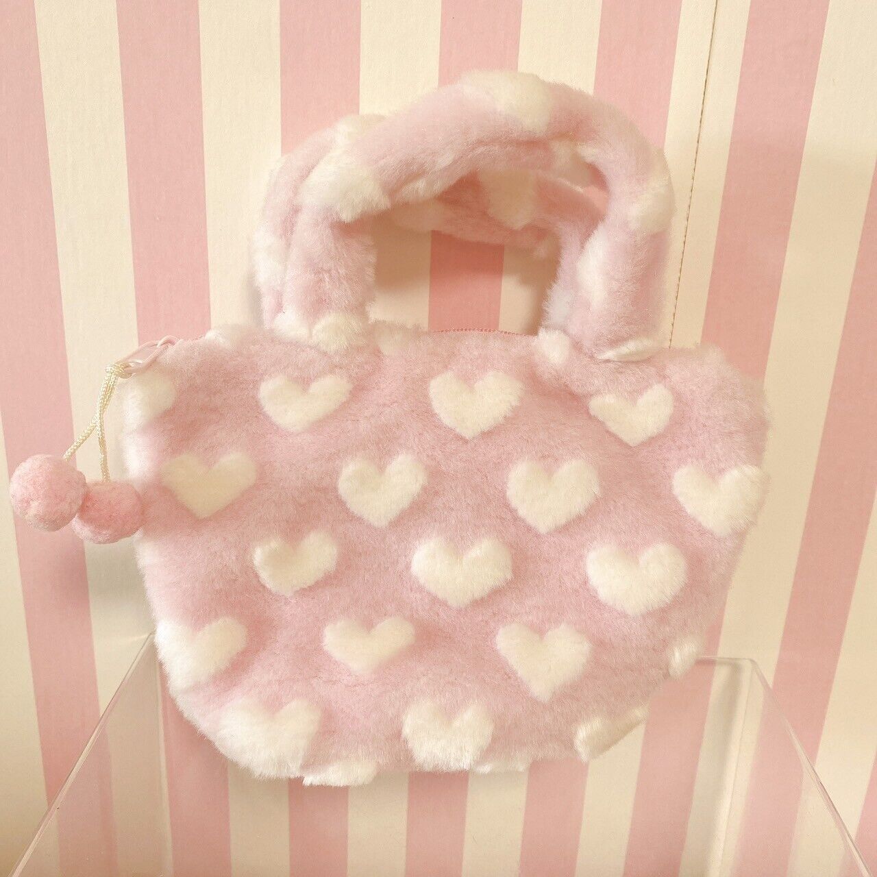 Sanrio Usahana Mini Tote Bag Thin Handbag Pink Fluffy Heart Character Kawaii