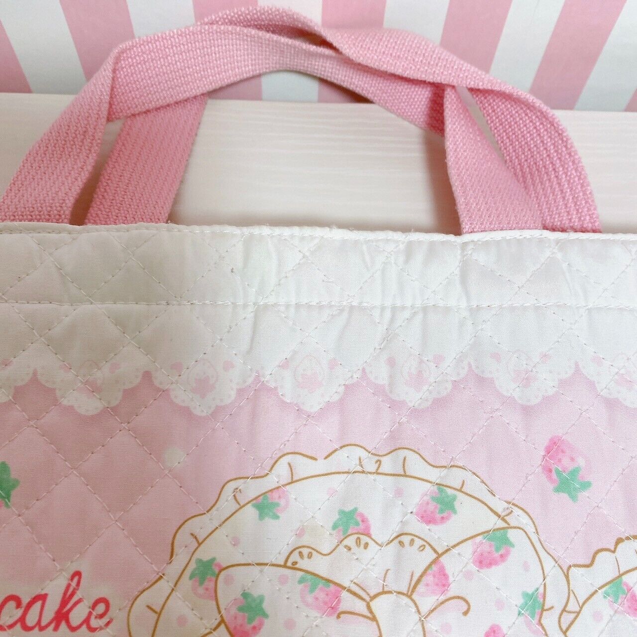 Sanrio Hello Kitty Strawberry Shortcake Lesson Tote Bag Pink Ribbon Character