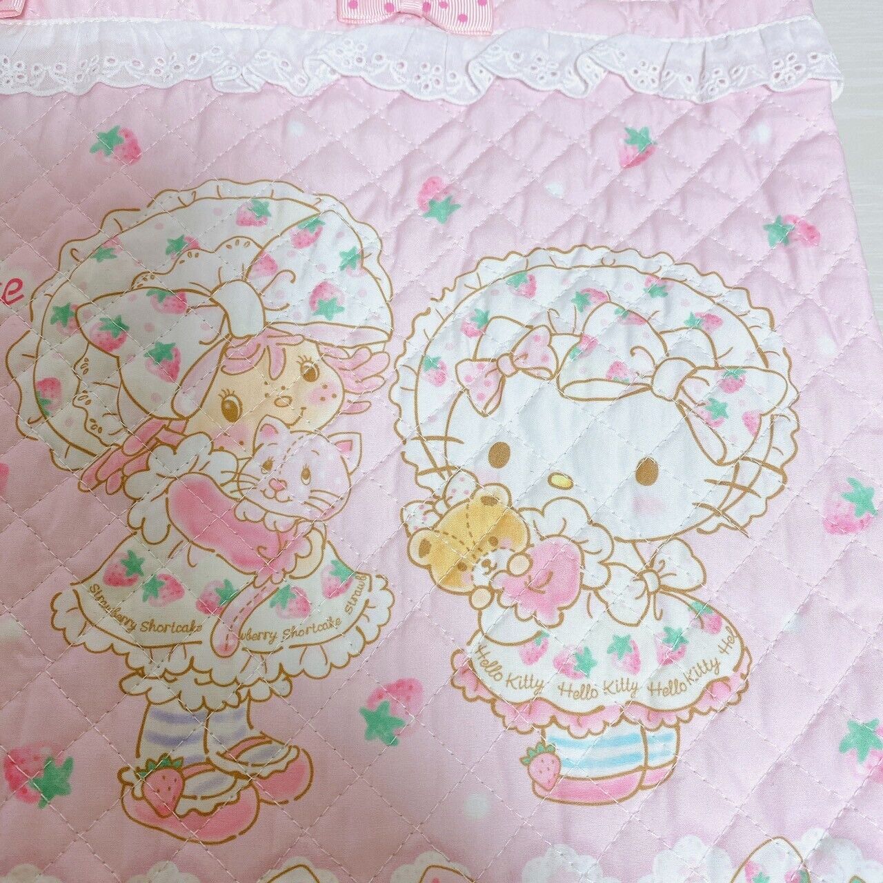 Sanrio Hello Kitty Strawberry Shortcake Lesson Tote Bag Pink Ribbon Kawaii New