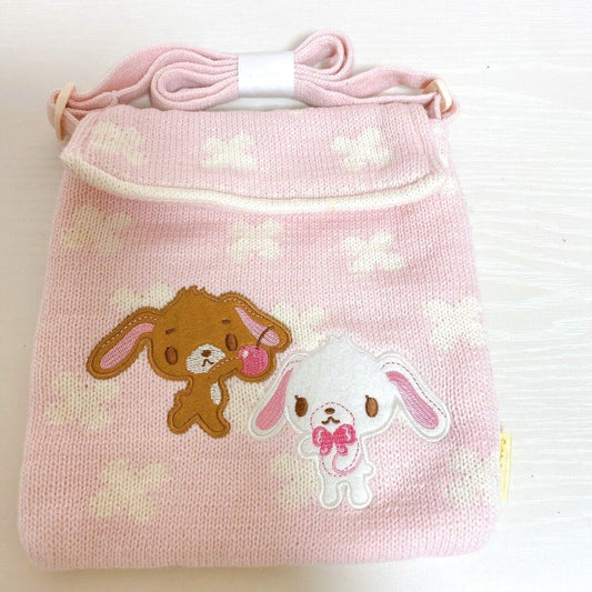 Sanrio Sugar Bunnies Shoulder Bag Pouch Shirousa Kurousa Pale Pink Rabbit Kawaii