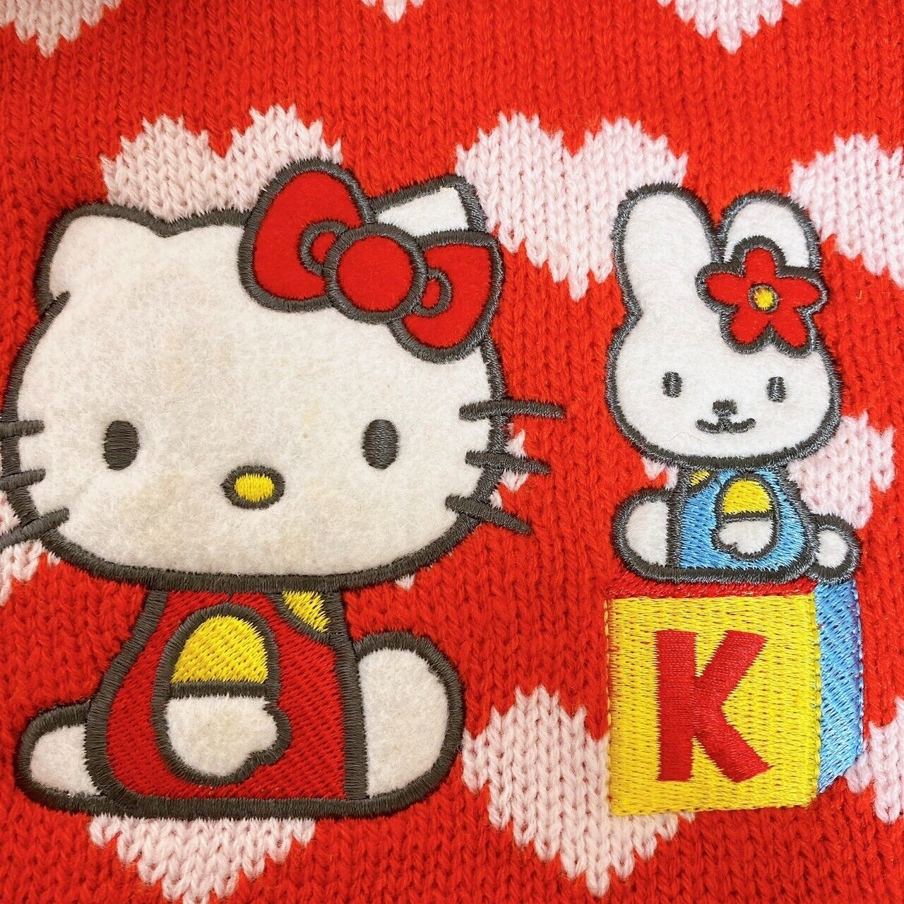 Sanrio Hello Kitty Knit Shoulder Bag Pouch Red Cat Rabbit Heart Kawaii Character